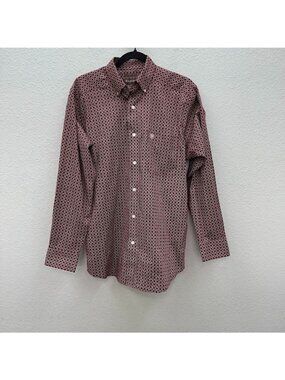 Ariat Kenny Long Sleeve Button Up Western Shirt Geometric Stretch Mens sz Small